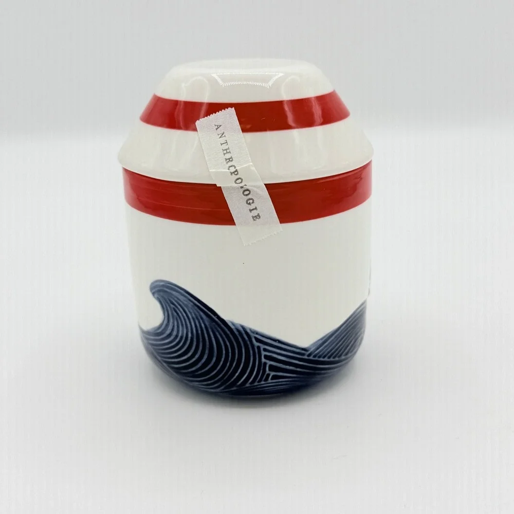 Anthropologie Maritime Stoneware Butter Crock Nautical Sailboat